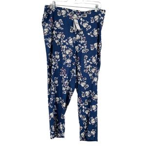 J. Jill linen stretch floral crop pants eclipse blue New women's size XL